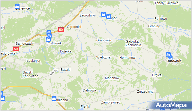 mapa Wieliczna gmina Stoczek, Wieliczna gmina Stoczek na mapie Targeo