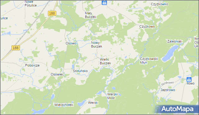 mapa Wielki Buczek gmina Lipka, Wielki Buczek gmina Lipka na mapie Targeo