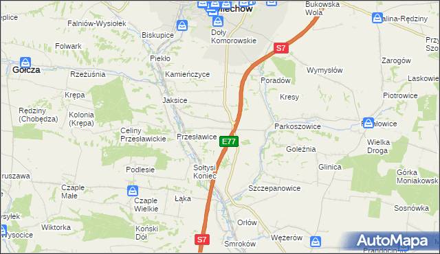 mapa Wielki Dół gmina Miechów, Wielki Dół gmina Miechów na mapie Targeo