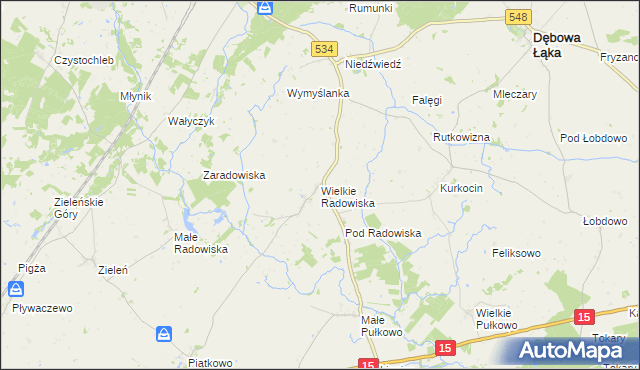 mapa Wielkie Radowiska, Wielkie Radowiska na mapie Targeo