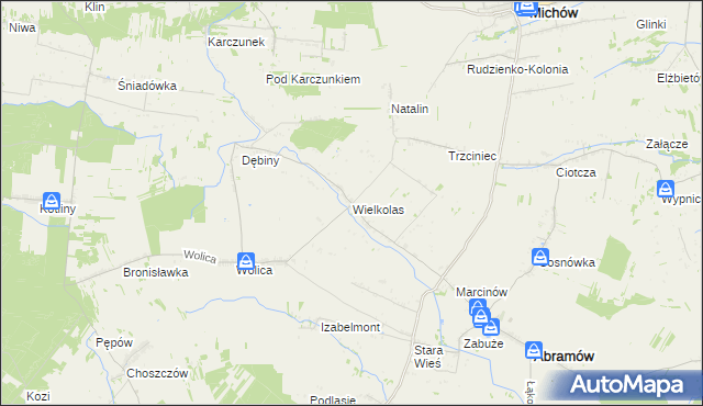 mapa Wielkolas, Wielkolas na mapie Targeo