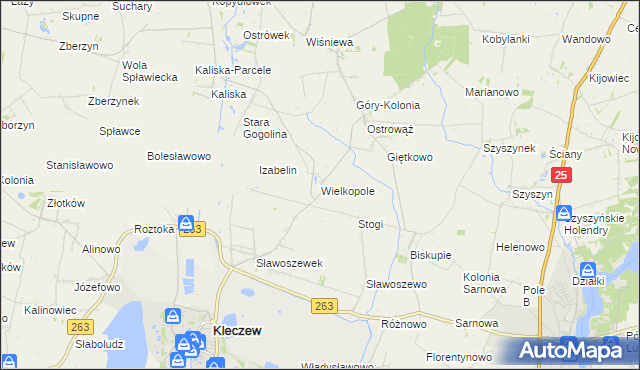 mapa Wielkopole gmina Kleczew, Wielkopole gmina Kleczew na mapie Targeo