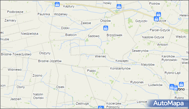 mapa Wieniec gmina Iłów, Wieniec gmina Iłów na mapie Targeo