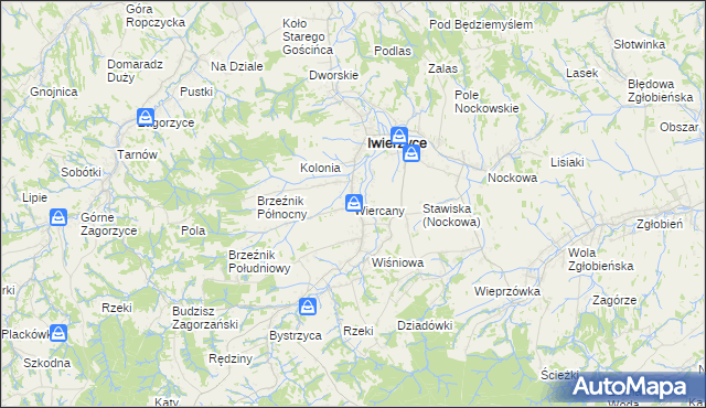 mapa Wiercany, Wiercany na mapie Targeo