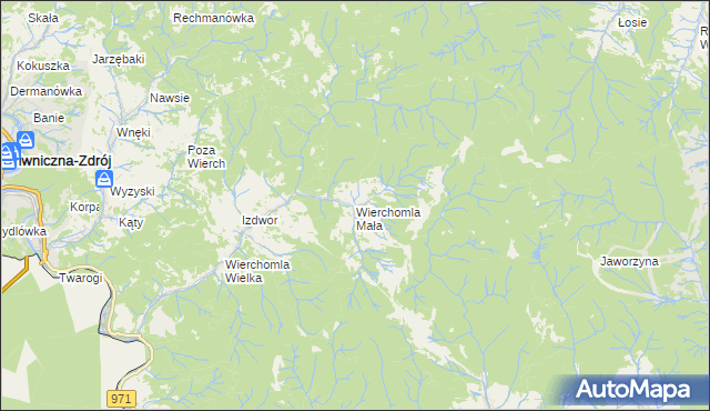 mapa Wierchomla Mała, Wierchomla Mała na mapie Targeo