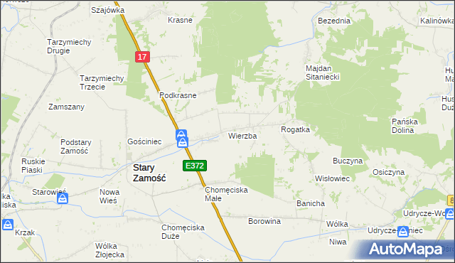 mapa Wierzba gmina Stary Zamość, Wierzba gmina Stary Zamość na mapie Targeo