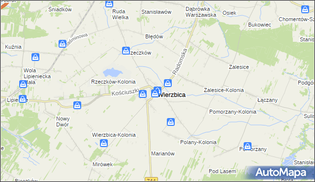 mapa Wierzbica powiat radomski, Wierzbica powiat radomski na mapie Targeo