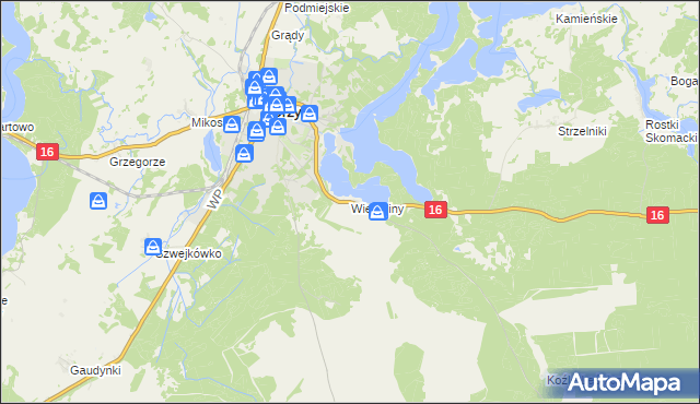 mapa Wierzbiny gmina Orzysz, Wierzbiny gmina Orzysz na mapie Targeo