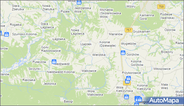 mapa Wierzbka, Wierzbka na mapie Targeo