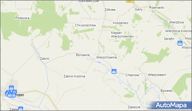 mapa Wierzchowina gmina Żółkiewka, Wierzchowina gmina Żółkiewka na mapie Targeo