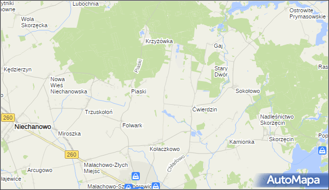 mapa Wierzchowiska gmina Witkowo, Wierzchowiska gmina Witkowo na mapie Targeo