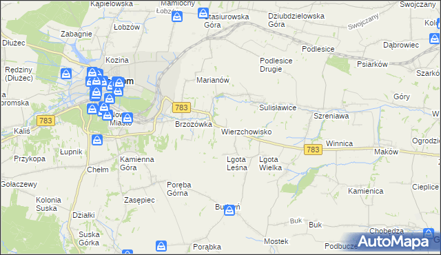 mapa Wierzchowisko gmina Wolbrom, Wierzchowisko gmina Wolbrom na mapie Targeo