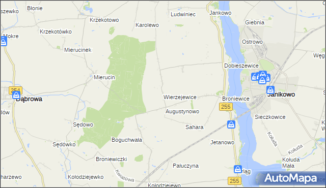 mapa Wierzejewice, Wierzejewice na mapie Targeo