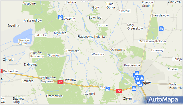 mapa Wieścice, Wieścice na mapie Targeo