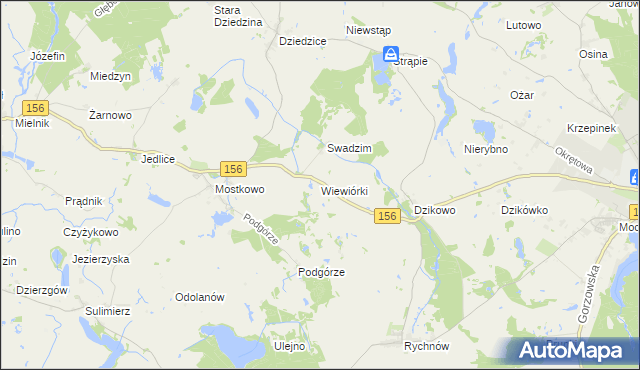 mapa Wiewiórki gmina Barlinek, Wiewiórki gmina Barlinek na mapie Targeo