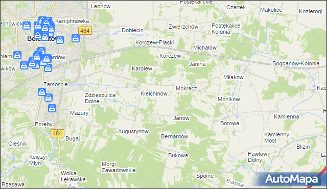 mapa Wiktorów gmina Bełchatów, Wiktorów gmina Bełchatów na mapie Targeo