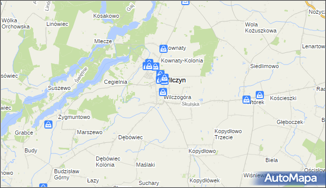 mapa Wilczogóra gmina Wilczyn, Wilczogóra gmina Wilczyn na mapie Targeo