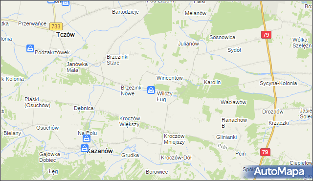 mapa Wilczy Ług, Wilczy Ług na mapie Targeo