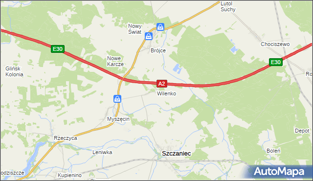 mapa Wilenko, Wilenko na mapie Targeo