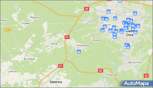 mapa Wilkanowo gmina Świdnica, Wilkanowo gmina Świdnica na mapie Targeo