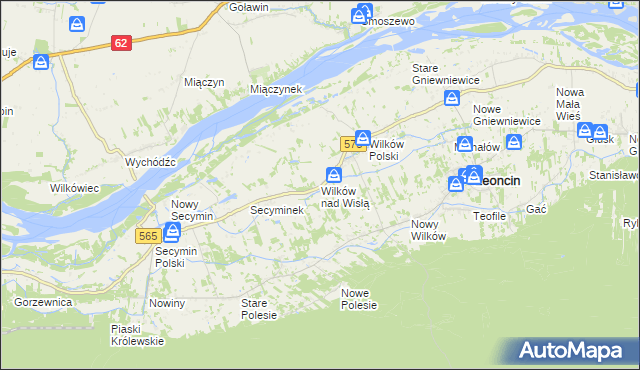 mapa Wilków nad Wisłą, Wilków nad Wisłą na mapie Targeo