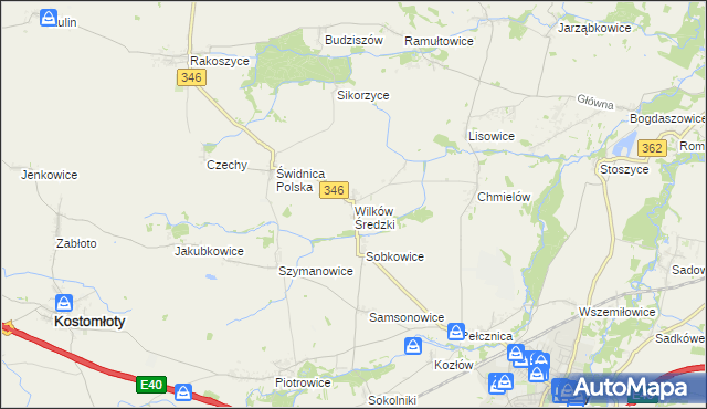 mapa Wilków Średzki, Wilków Średzki na mapie Targeo