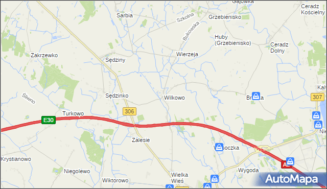 mapa Wilkowo gmina Duszniki, Wilkowo gmina Duszniki na mapie Targeo