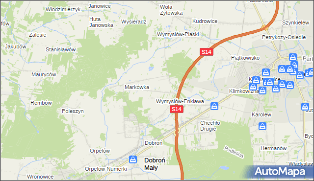 mapa Wincentów gmina Dobroń, Wincentów gmina Dobroń na mapie Targeo