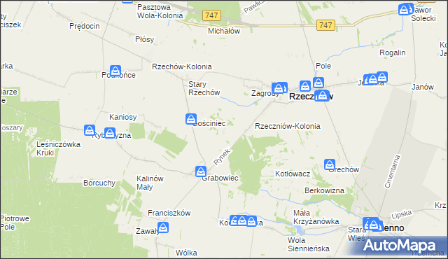 mapa Wincentów gmina Rzeczniów, Wincentów gmina Rzeczniów na mapie Targeo