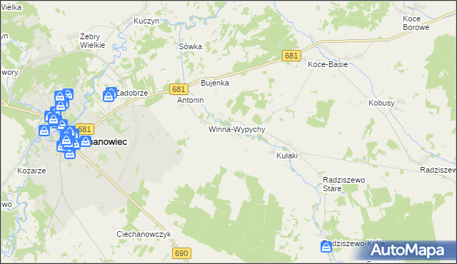 mapa Winna-Chroły, Winna-Chroły na mapie Targeo