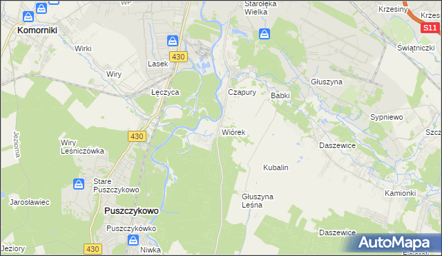 mapa Wiórek, Wiórek na mapie Targeo