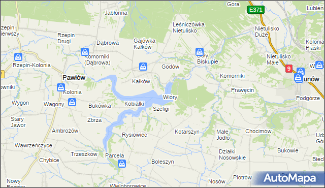 mapa Wióry, Wióry na mapie Targeo