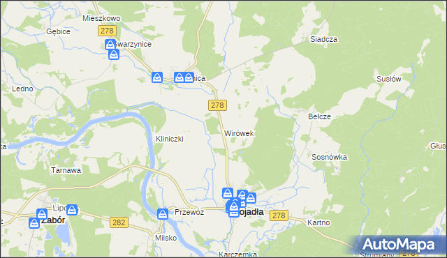 mapa Wirówek gmina Bojadła, Wirówek gmina Bojadła na mapie Targeo