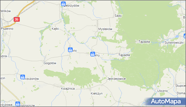 mapa Wiry gmina Marcinowice, Wiry gmina Marcinowice na mapie Targeo