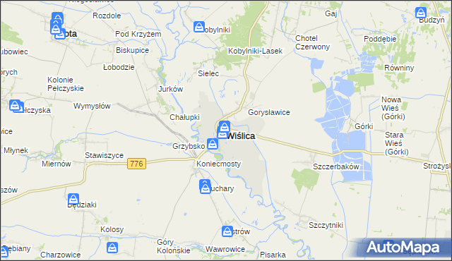 mapa Wiślica powiat buski, Wiślica powiat buski na mapie Targeo