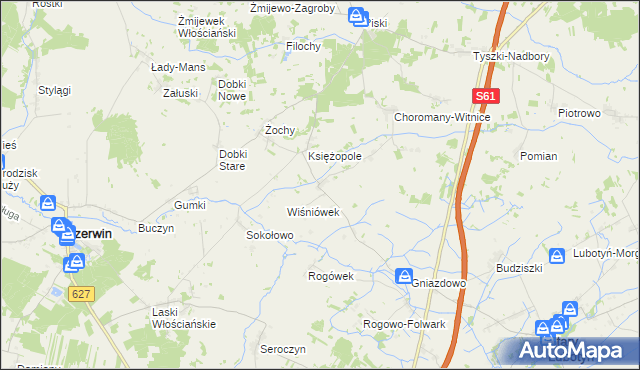 mapa Wiśniewo gmina Czerwin, Wiśniewo gmina Czerwin na mapie Targeo