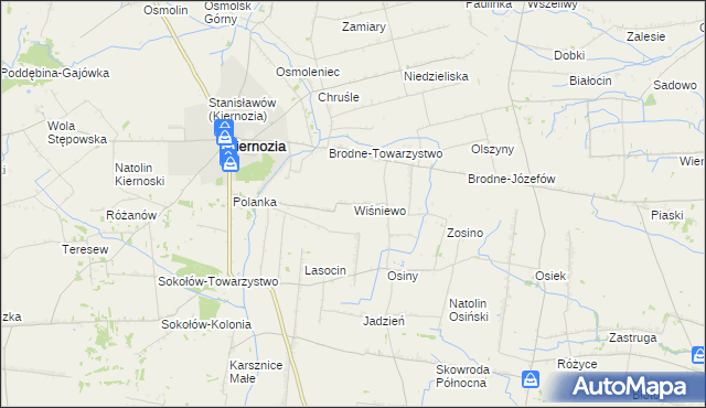 mapa Wiśniewo gmina Kiernozia, Wiśniewo gmina Kiernozia na mapie Targeo