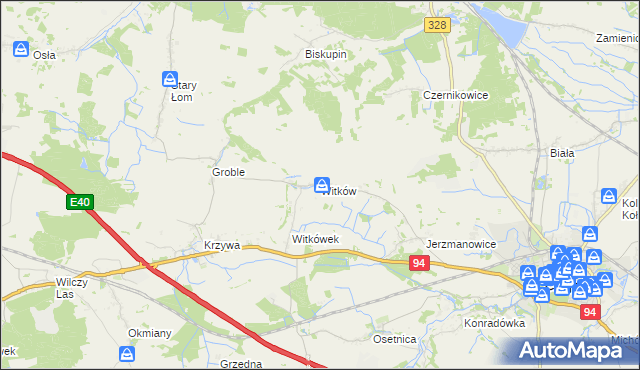 mapa Witków gmina Chojnów, Witków gmina Chojnów na mapie Targeo