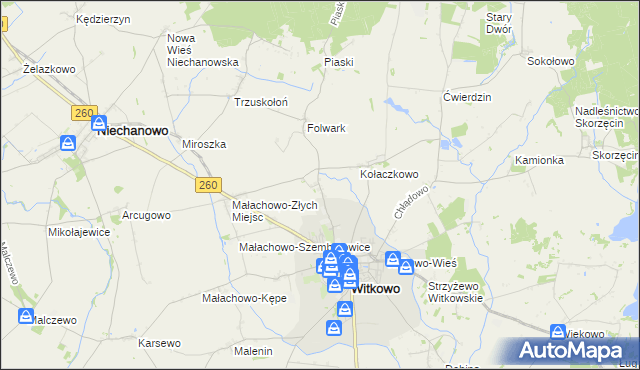 mapa Witkówko, Witkówko na mapie Targeo