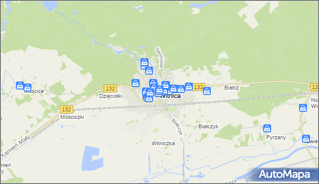 mapa Witnica powiat gorzowski, Witnica powiat gorzowski na mapie Targeo