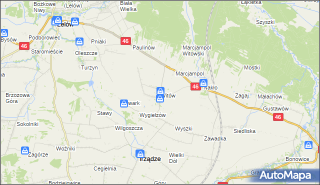 mapa Witów gmina Irządze, Witów gmina Irządze na mapie Targeo