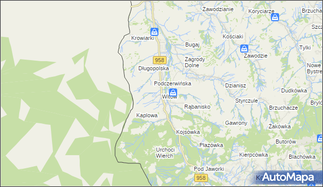 mapa Witów gmina Kościelisko, Witów gmina Kościelisko na mapie Targeo