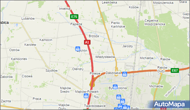 mapa Władysławów gmina Grabica, Władysławów gmina Grabica na mapie Targeo