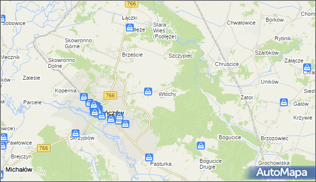 mapa Włochy gmina Pińczów, Włochy gmina Pińczów na mapie Targeo