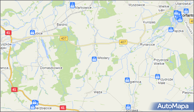 mapa Włodary, Włodary na mapie Targeo