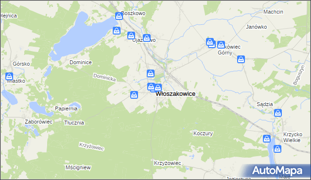mapa Włoszakowice, Włoszakowice na mapie Targeo