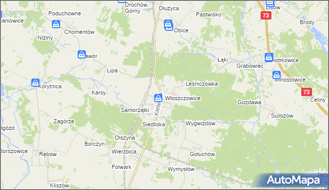 mapa Włoszczowice, Włoszczowice na mapie Targeo