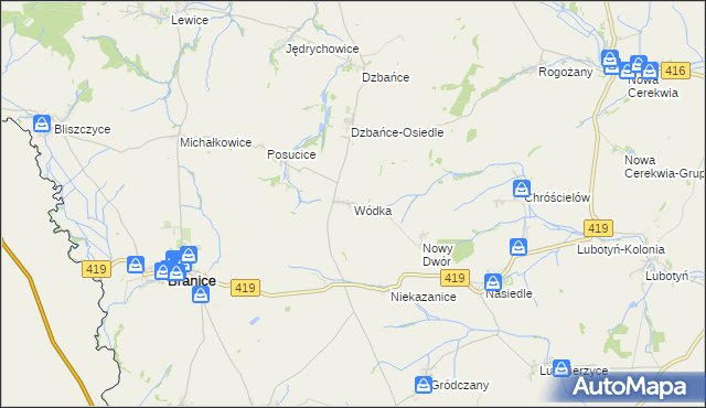 mapa Wódka gmina Branice, Wódka gmina Branice na mapie Targeo
