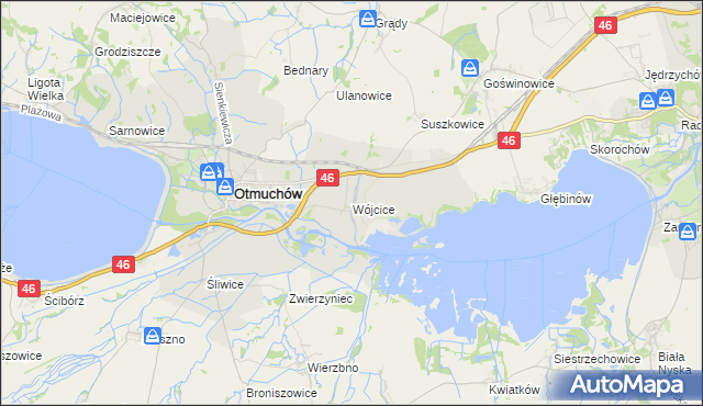 mapa Wójcice gmina Otmuchów, Wójcice gmina Otmuchów na mapie Targeo