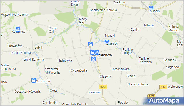 mapa Wojciechów powiat lubelski, Wojciechów powiat lubelski na mapie Targeo